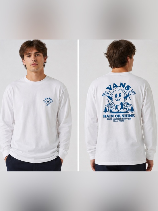 Vans Other - Vans 100% Cotton ”Rain or Shine” Long Sleeve Graphic Tee White Men’s Medium
